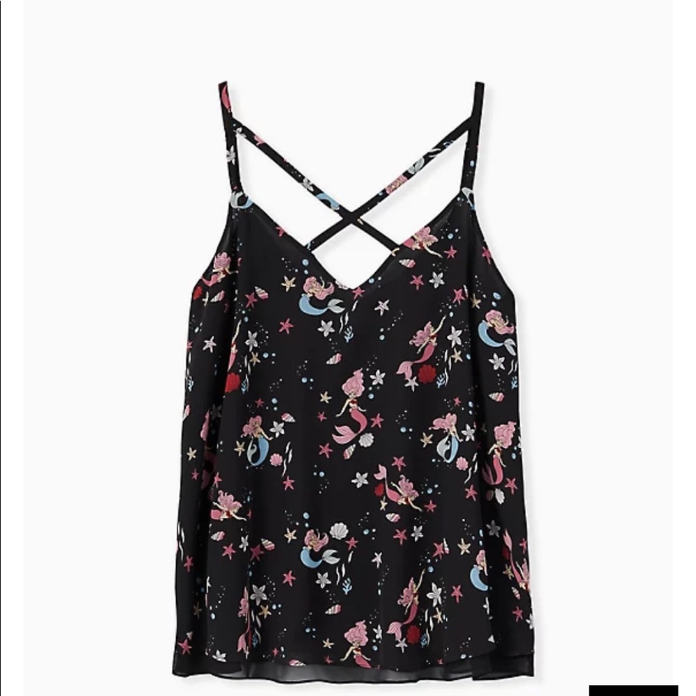 Torrid DISNEY THE LITTLE MERMAID ARIEL BLACK CHIFFON DOUBLE LAYER SWING CAMI 00